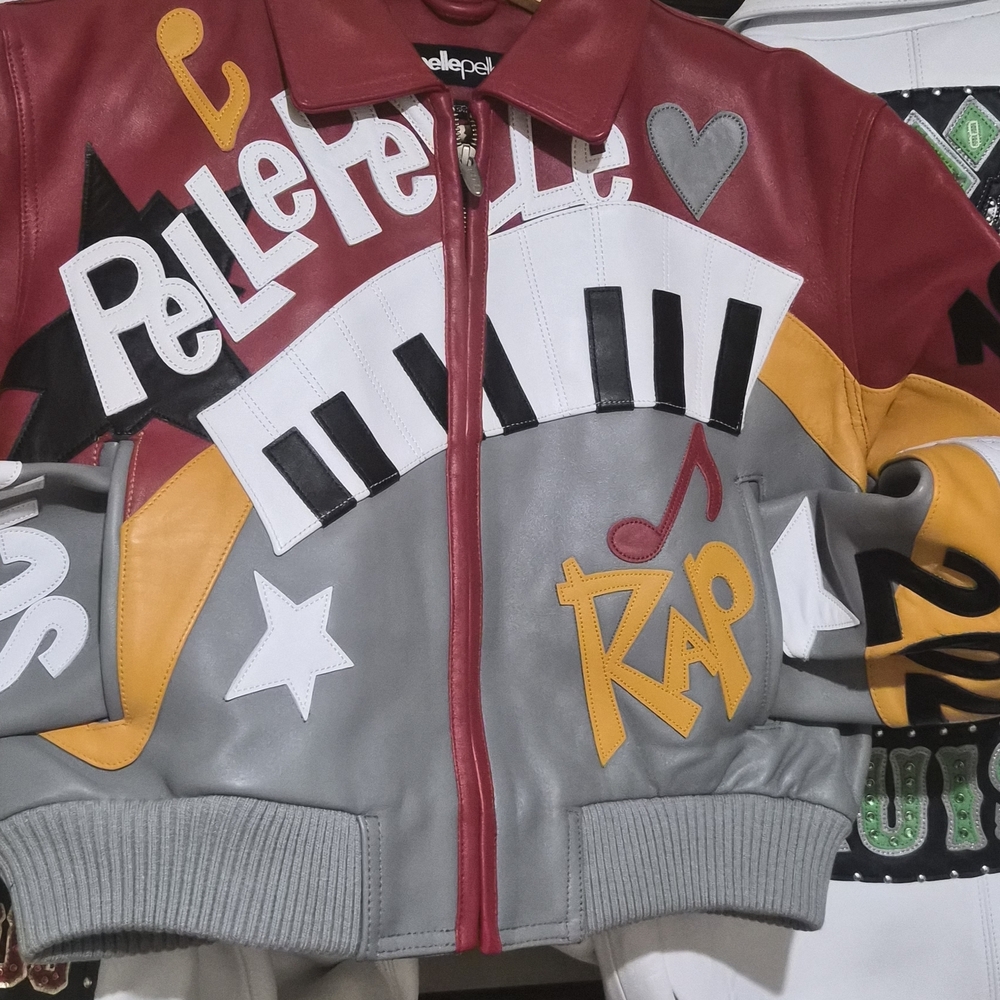 Pelle Pelle Multicolor Graphic Leather Bomber Jacket